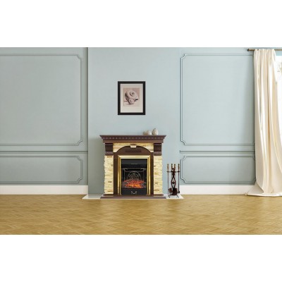 Royal Flame Dublin угловой - Темный дуб / Сланец белый Фото Royal Flame Dublin угловой - Темный дуб / Сланец белый